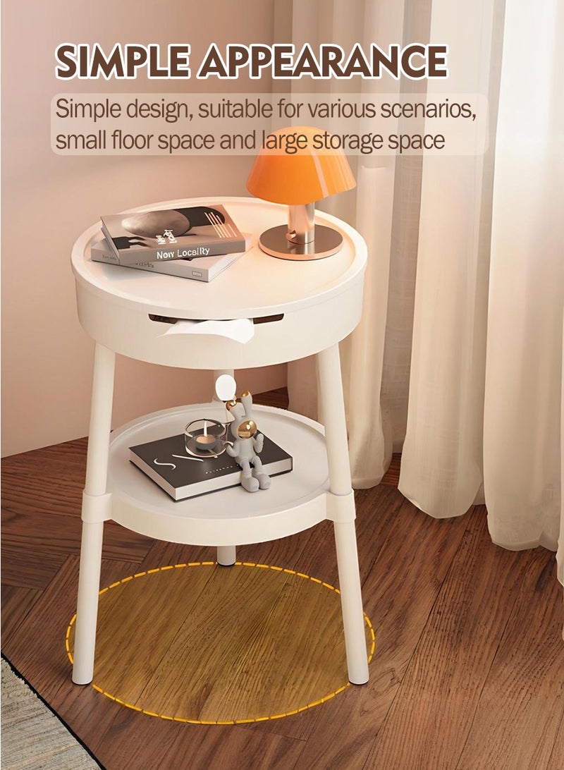 بيروي طاولة قهوة مودرن مينيمالست - طاولة جانبية مضغوطة، بتصميم ثنائي الطبقات + تخزين سري. أثاث متعدد الوظائف، مناسب للصالون، الغرفة النوم، المكتب و التِراس. مصنوعة من بلاستيك عالي الجودة، وسهلة التركيب. - Image 5